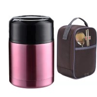 焖烧壶焖烧杯女大容量烘焙精灵超长保温饭盒学生焖粥保温桶便携 玫红色+保温包+杯刷+餐具800ml
