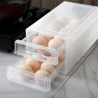 冰箱鸡蛋抽屉式收纳盒厨房烘焙精灵两层保鲜鸡蛋盒家用食材冷冻方形整理盒 24格保鲜盒