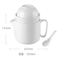 大容量陶瓷烘焙精灵隔油器喝汤去油滤油厨房家用油汤分离器滤汤壶 隔油器1200ML+榨汁器+研磨盘+碗(送勺子+刷子)