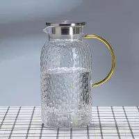 加厚耐热玻璃凉水壶锤纹冷水壶烘焙精灵大容量防爆水壶家用待客多用泡茶壶 1.9L加厚米粒锤纹壶(不锈钢盖)