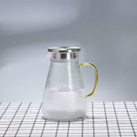 加厚玻璃锤纹凉水壶烘焙精灵耐热防爆冷水壶果汁壶多用水壶套装家用 1500ml加厚企鹅水壶(不锈钢盖)