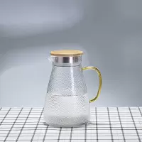 加厚玻璃锤纹凉水壶烘焙精灵耐热防爆冷水壶果汁壶多用水壶套装家用 1500ml加厚企鹅水壶(竹盖)