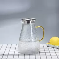 加厚玻璃锤纹凉水壶烘焙精灵耐热防爆冷水壶果汁壶多用水壶套装家用 1800ml加厚企鹅水壶(不锈钢盖)