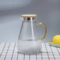 加厚玻璃锤纹凉水壶烘焙精灵耐热防爆冷水壶果汁壶多用水壶套装家用 1800ml加厚企鹅水壶(竹盖)
