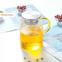 北欧凉水壶大容量玻璃水壶烘焙精灵家用冷水壶茶壶凉水杯套装开水杯 米粒纹中号单壶1200ML