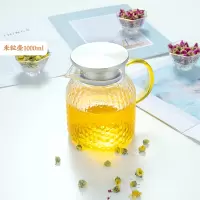 北欧凉水壶大容量玻璃水壶烘焙精灵家用冷水壶茶壶凉水杯套装开水杯 米粒纹小号单壶1000ML
