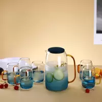北欧凉水壶水壶网红家用烘焙精灵凉水玻璃水壶凉水杯套装云石冷水壶 云石壶+6个云石杯
