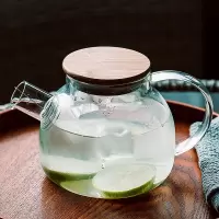 家用冷水壶凉水壶玻璃水壶烘焙精灵凉白开水杯子大容量耐热茶壶套装 小号包钢盖(容量1000ML)