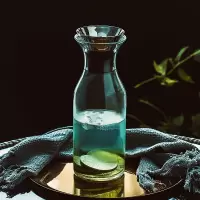 家用冷水壶凉水壶玻璃水壶烘焙精灵凉白开水杯子大容量耐热茶壶套装 直身小丹麦(容量1000ML)