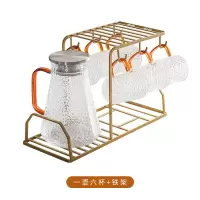 日式ins风冷水壶锤纹玻璃白开水壶烘焙精灵凉水壶家用水壶水杯套装 锤纹杯壶套装