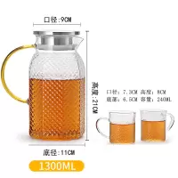 玻璃凉水壶防暴冷水壶烘焙精灵套装煮茶壶烧水壶凉白开水杯大号水瓶 A182八方锤纹壶+锤纹杯X2