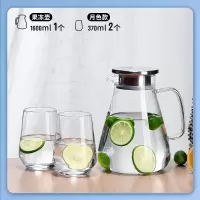 冷水壶套装家用玻璃凉茶壶瓶烘焙精灵凉白开水杯大容量泡水壶凉水壶 [耐热体验价]果冻壶1600ML+月色杯/2只