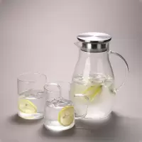 冷水壶玻璃耐热凉水壶牛奶杯烘焙精灵杯具套装家用凉开水壶大容量 2600ml圆肚水壶+450ml水杯[2只透明把]
