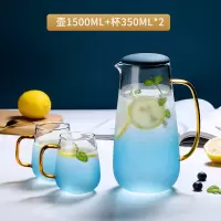 云石玻璃冷水壶凉水壶家用烘焙精灵大容量凉水杯耐热防爆凉茶果汁壶 云石壶1.5L+350ml云石水杯2个