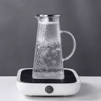 日式玻璃锤纹冷水壶冰箱烘焙精灵凉水壶套装家用大容量泡茶壶水杯 冷水壶大号1.8L