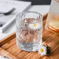 日式玻璃锤纹冷水壶冰箱烘焙精灵凉水壶套装家用大容量泡茶壶水杯 锤纹玻璃杯1装(低7cmx高9.3cm)200ml