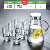 玻璃水壶耐热防爆冷水壶烘焙精灵凉水杯家用装水茶壶扎壶套装 三角壶1850ml+胖肚杯350ml(感恩回馈价)