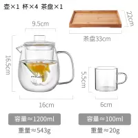 家用玻璃水瓶大容量冷水壶烘焙精灵储水耐热高温日式凉开水杯柠檬杯具套装 1200ML+4小杯+茶盘