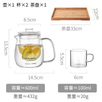 家用玻璃水瓶大容量冷水壶烘焙精灵储水耐热高温日式凉开水杯柠檬杯具套装 600ML+2小杯+茶盘