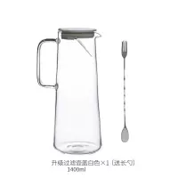 冷水壶玻璃日式家用凉白烘焙精灵开水瓶冷水杯套装北欧大容量凉水壶 升级白盖冷水壶(1.4L)+(送长勺)