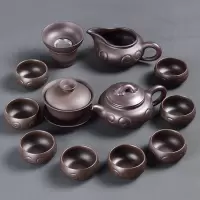 古韵紫砂功夫茶具套装烘焙精灵 家用紫砂泡茶壶茶杯茶海茶具套装组 13头古韵紫砂-如意