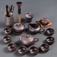 古韵紫砂功夫茶具套装烘焙精灵 家用紫砂泡茶壶茶杯茶海茶具套装组 13头古韵紫砂-莲花+茶道茶宠