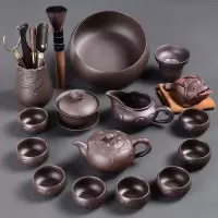 古韵紫砂功夫茶具套装烘焙精灵 家用紫砂泡茶壶茶杯茶海茶具套装组 13头古韵紫砂-莲花+茶道茶宠+茶洗