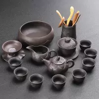 紫砂茶具套装家用烘焙精灵办公室会客泡茶陶瓷茶壶茶杯套装紫砂功夫茶具 14头莲花紫砂茶具+茶道
