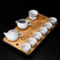 陶瓷汝窑功夫茶具套装简约烘焙精灵冰裂纹开片汝瓷茶壶茶杯家用会客茶盘 款20:月白汝窑10头茶壶+茶盘