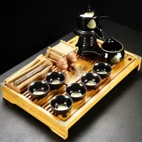 紫砂陶瓷功夫茶具套装烘焙精灵家用茶杯简约办公小茶盘抽屉式茶台整套 小兰香+菩提金叶子自动茶具 19件