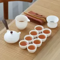羊脂玉茶具套装家用茶盘简约烘焙精灵 德化白瓷功夫泡茶盖碗茶杯茶壶陶瓷 高白瓷12头侧把壶套装