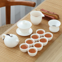 羊脂玉茶具套装家用茶盘简约烘焙精灵 德化白瓷功夫泡茶盖碗茶杯茶壶陶瓷 高白瓷13头西施壶套装