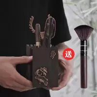 黑檀木茶道六君子 功夫茶具烘焙精灵茶盘配件双鱼圆杯垫零配茶艺6君子 黑檀木荷塘静思道六君子+茶巾壶笔