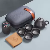 紫砂旅行茶具套装便携包烘焙精灵简约一壶四杯车载旅行家用茶具 紫砂旅行茶具-梨壶禅茶一味