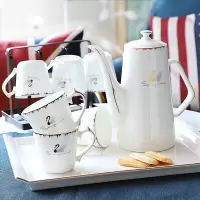 水杯杯具套装家用陶瓷客厅杯子烘焙精灵托盘水具欧式轻奢茶杯水壶礼盒 洛奇9件:6杯+1壶+1架子+1托盘
