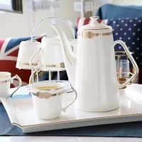 陶瓷杯子水杯套装轻奢马克杯烘焙精灵水具冷水壶喝水茶壶家用欧式客厅 丝绸之路9件(6杯+1壶+树脂托盘+架子)