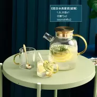 北欧水具套装家用轻奢玻璃烘焙精灵水杯套装客厅杯子茶杯茶具花茶壶套装 鎏光金[1.8升壶2杯2勺]