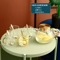 北欧水具套装家用轻奢玻璃烘焙精灵水杯套装客厅杯子茶杯茶具花茶壶套装 鎏光金[1升壶4杯4勺]