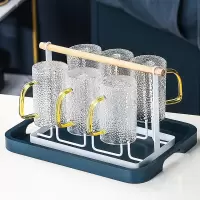 家庭轻奢水杯杯具套装家用烘焙精灵客厅玻璃水具喝水杯子茶壶整套带托盘 轻奢玻璃水具8件套[276]配送6勺子