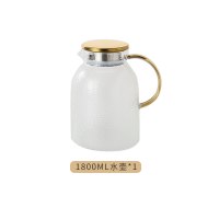 高颜值北欧轻奢水具装套家用烘焙精灵客厅玻璃冷水壶水杯茶杯带托盘6只装 锤目纹冷水壶