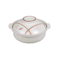 金华锂瓷煲砂锅石锅淄博烘焙精灵煲仔饭煲汤陶瓷明火家用燃气平 1.9L9寸平锅白色釉中彩花纹24宽*8.5高-P04