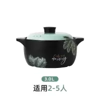 砂锅煲汤家用煤气灶专用烘焙精灵煲汤锅沙锅瓦煲陶瓷小号汤锅炖锅 3L北欧绿叶砂锅