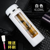 富光(FGA)玻璃杯水杯玻璃杯双层茶杯男女士学生创意带盖刻字 象牙白