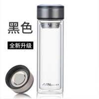 富光玻璃杯便携双层耐热办公杯 男女加厚杯车载大容量带滤网 黑色 X1705-SP-500ML