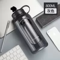 富光(FGA)大号玻璃杯容量双层水杯泡茶杯男女便携杯子 单口-800ML-灰色