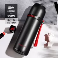 富光(FGA)保温杯女大容量便携小学生简约可爱不锈钢水杯子儿童水壶 黑色350ml-升级316钢[收藏商品送杯刷杯套]