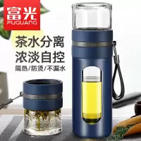 富光(FGA)玻璃杯茶水分离泡茶杯带盖男女士双层便携过滤透明水杯子耐热 灰色