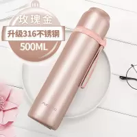 富光(FGA)316不锈钢女保温杯大容量小学生便携可爱儿童简约水杯子 500ml玫瑰金