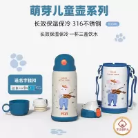富光(FGA)316儿童保温杯男女便携带吸管不锈钢水杯子学生保温杯水壶 600ml黄色老虎(送杯套+一杯双盖)