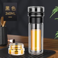 富光(FGA)茶水分离泡茶杯双层玻璃杯子便携透明男士女家用过滤水杯 黑色